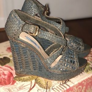 Prada Denim Blue Prada Wedges